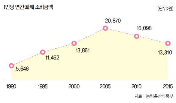 1인당 연간 화훼 소비금액