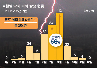 월별 낙뢰 피해 발생 현황