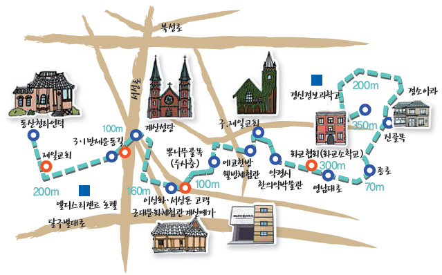 대구 근대골목 제2코스 ‘근대문화골목’ 지도