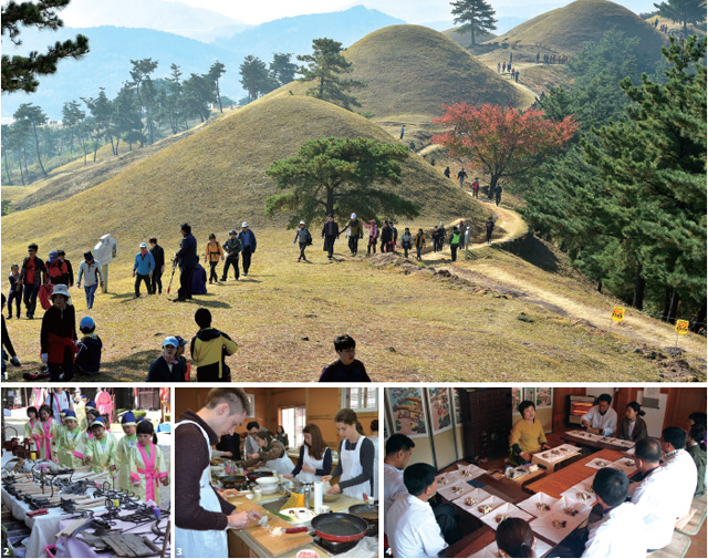 1 경북 고령 신비의 대가야 고분군 체험 2 충북 단양 온달, 평강공주 아이들 난전 체험 3 경북 영양 전통음식 만들기 체험 4 경남 산청 동의보감 한방 체험