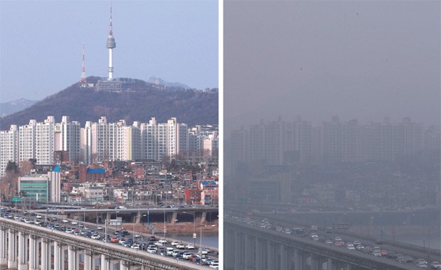 미세먼지 농도비교 사진