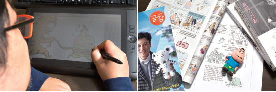 정훈이 작가가 ‘이슈를 품은 역사 이야기’를 작업하는 모습 정훈이 작가가 ‘이슈를 품은 역사 이야기’를 작업하는 모습