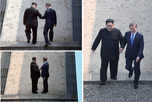문 대통령이 “남측에 오시는데, 나는 언제쯤 넘어갈 수 있겠습니까”라고 하자 김 위원장은 “그럼 지금 넘어가 볼까요?”라며 문 대통령의 손을 이끌었다