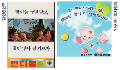 정부의 인구정책에 따라 변화한 표어. 1973년 인구억제정책 당시 표어와 2000년대 출산장려정책 표어 정부의 인구정책에 따라 변화한 표어. 1973년 인구억제정책 당시 표어와 2000년대 출산장려정책 표어