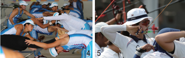 카누 드래곤보트 남북단일팀이 8월 22일 팔렘방 자카바링 스포츠 시티 조정경기장에서 훈련에 한창이다.