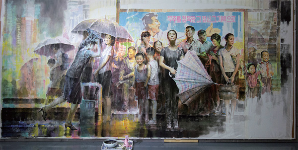 김인석, ‘소나기’, 현재(2018)진행 미완성, 조선화, 217x433cm 김인석, ‘소나기’, 현재(2018)진행 미완성, 조선화, 217x433cm