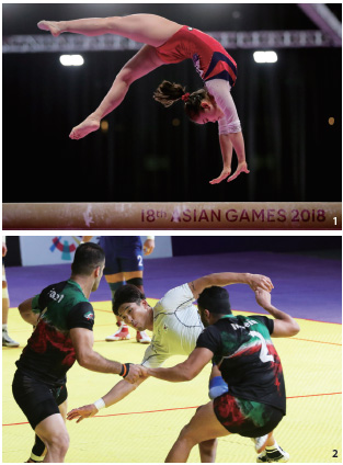 여서정은 이번 아시안게임에서 32년 만에 여자 기계체조 금메달이자 여자 도마 사상 첫 금메달을 따냈다.