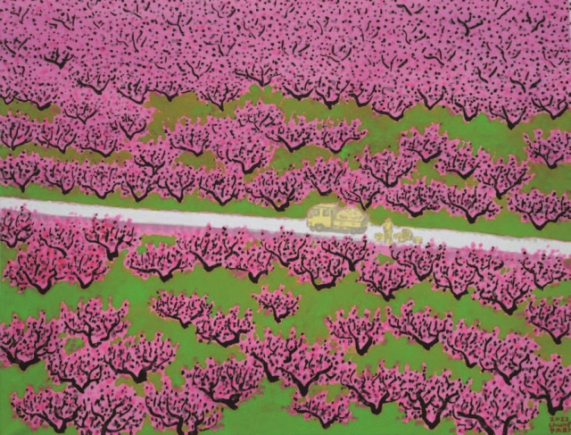 추니박, &lsquo;봄의 기억&rsquo;, 한지에 먹, 아크릴, 50&times;60cm, 2022