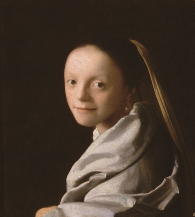 요하네스 페르메이르, ‘젊은 여인의 초상’, 캔버스에 유화, 44.5×40cm, 1665년경~1667년경. 메트로폴리탄미술관이 소장하고 있는 페르메이르의 그림 5점 가운데 1점이다.│wikipedia commons, public domain