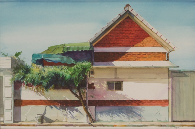문영미, <붉은벽돌>, Watercolor on paper, 76×51.5㎝, 2015년