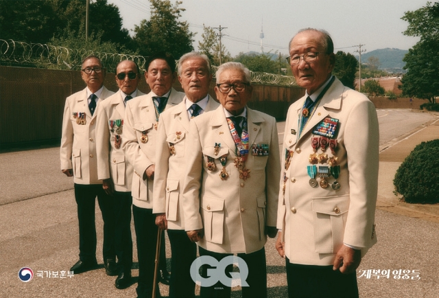 6·25참전유공자들이 새로 제작된 제복을 입고 패션지 <GQ> 화보를 촬영했다.
