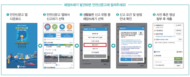 해양쓰레기 발견하면 안전신문고에 알려주세요