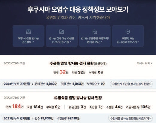 &lsquo;해양&middot;수산물방사능 안전정보&rsquo; 누리집