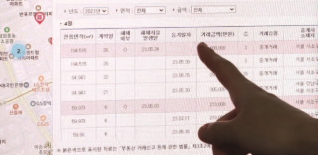 국토교통부 실거래가 공개시스템 화면. 사진 뉴시스
