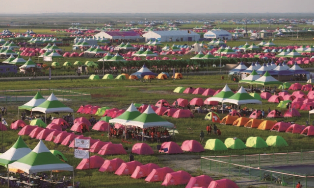 전북 부안 새만금 잼버리 ‘반기문 지속 가능한 발전 목표(SDGs) 마을’ 텐트동.