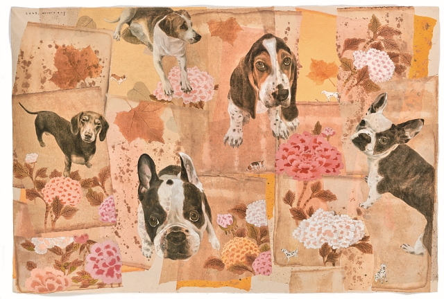 박민희, <별유화원-friends>, 한지에 혼합재료, 130&times;192㎝, 2023년