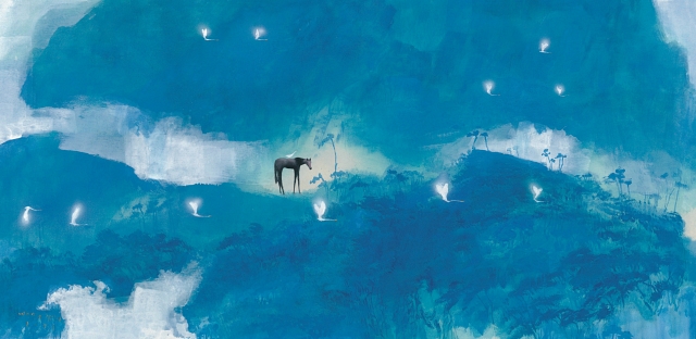 왕열, <유토피아-동행>, Acrylic on canvas, 140&times;280㎝, 2023년