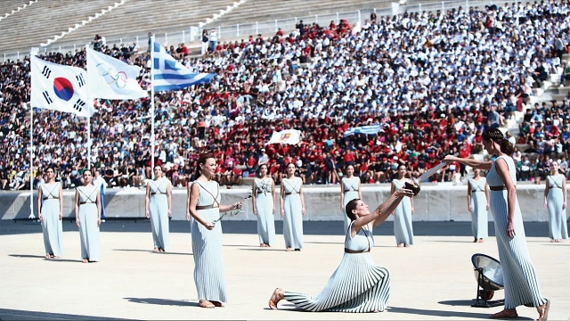 10월 3일(현지시간) 그리스 아테네에서 2024 강원 동계청소년올림픽 성화가 채화됐다. 사진 국제올림픽위원회