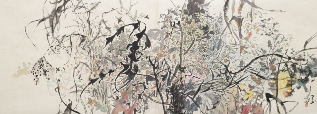 박순철, &lsquo;바람이 분다&rsquo;, 192&times;66㎝, 한지에 수묵담채, 2015년