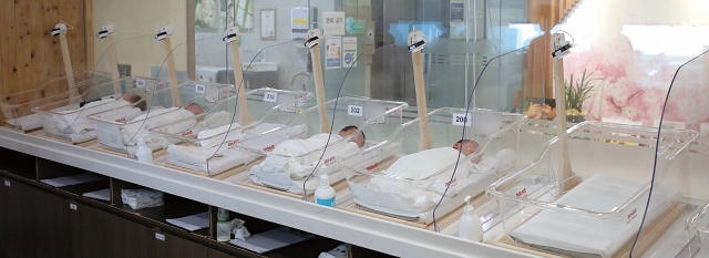 경기 안양시에 위치한 한 산후조리원 신생아실의 모습. 사진 뉴시스