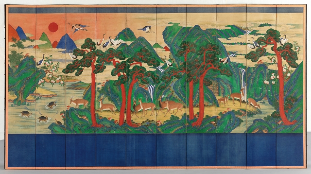 십장생도’, 비단에 채색, 187.5×350.4㎝, 국립고궁박물관