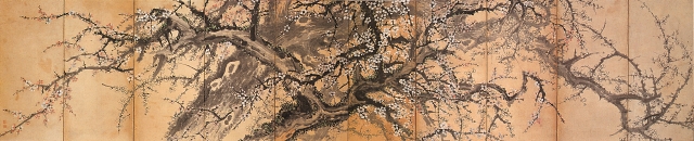 장승업, ‘홍백매도10곡병풍’, 종이에 채색, 90×433.5㎝, 리움미술관