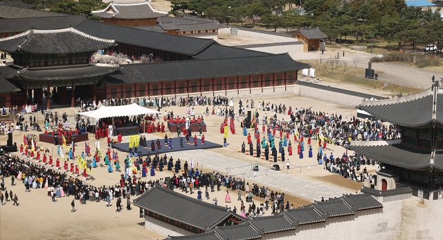 3월 31일 서울 종로구 경복궁에서 2024년 수문장 임명의식이 거행되고 있다. 사진 뉴시스