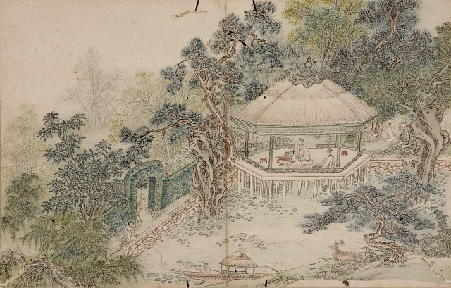 이인문, ‘연정수업’, 종이에 연한 색, 38.2×59.1㎝, 국립중앙박물관