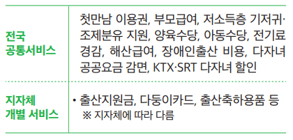 전국 공통, 지자체 개별 서비스 지원안내