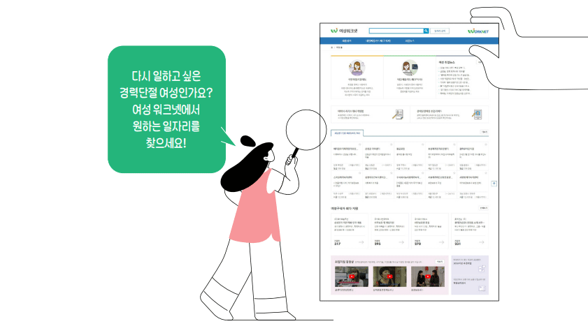 다시 일하고 싶은 경력단절 여성인가요?여성 워크넷에서원하는 일자리를 찾으세요! 