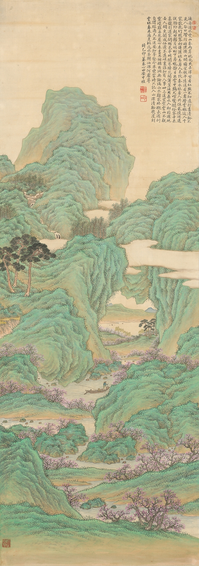 안중식, ‘도원행주도’, 1915년, 비단에 채색, 143.5×50.7㎝, 국립중앙