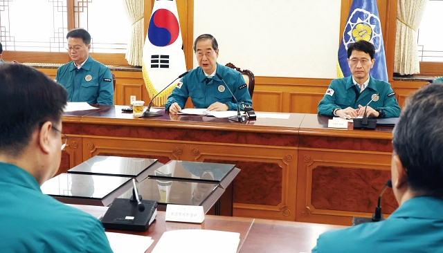 한덕수 국무총리가 5월 22일 열린 의사 집단행동 중앙재난안전대책본부 회의에 참석해 발언하고 있다. 사진 뉴시스