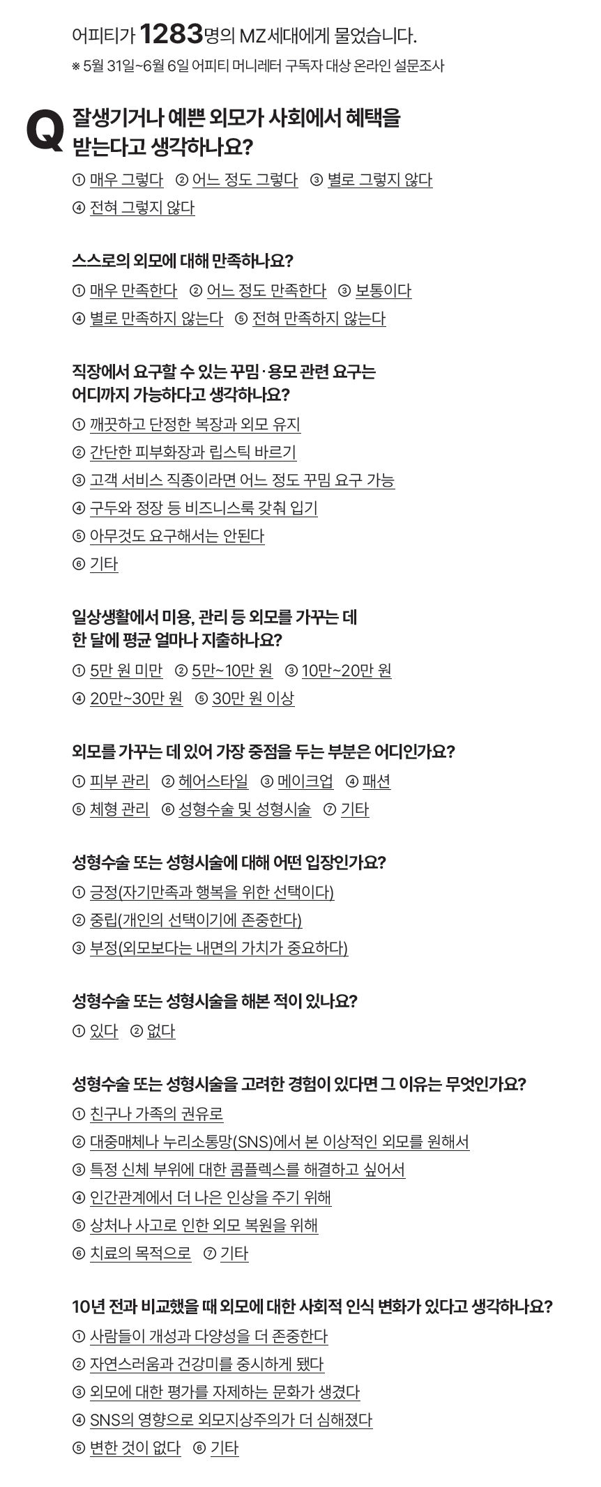 ※ 5월 31일~6월 6일 어피티 머니레터 구독자 대상 온라인 설문조사