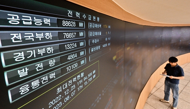 6월 20일 경기 수원시 영통구 한국전력공사 경기지역본부 전력관리처 계통운영센터에서 관계자가 전력수급현황을 점검하고 있다. 사진 뉴시스