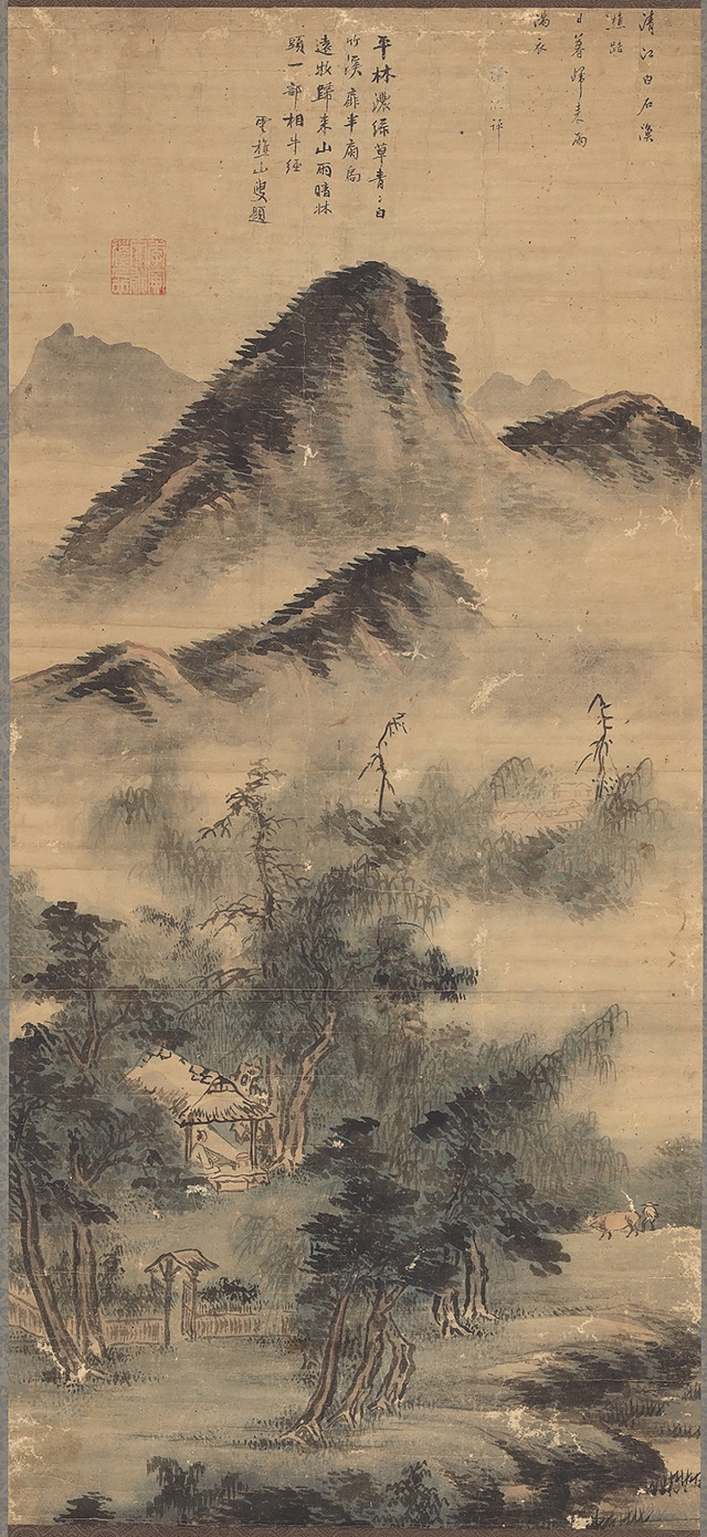 이인문, &lsquo;산수도&rsquo;, 종이에 연한 색, 121.2&times;56.3㎝, 국립중앙박물관