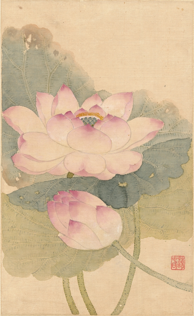 신명연, ‘연화’, 비단에 연한 색, 33.1×30㎝, 국립중앙박물관