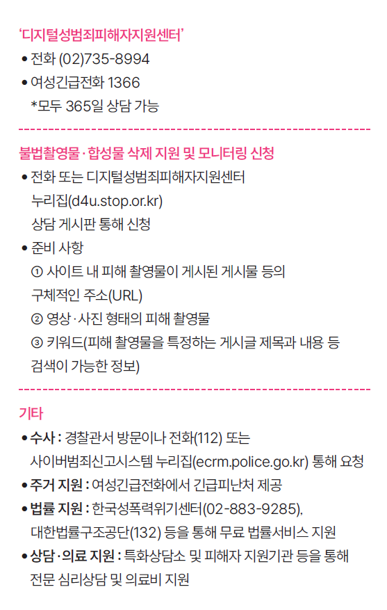 디지털 성범죄 피해를 입었다면? 자료 디지털성범죄피해자지원센터