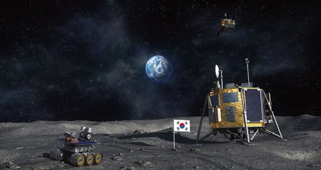 한국 달 착륙선과 월면차가 달에 오른 상상도. 사진 한국항공우주연구원