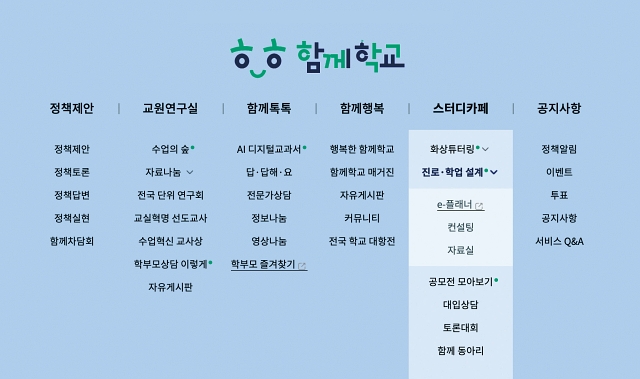교육부는 7월 7일~11월 30일까지 ‘함께학교 누리집’을 통해 진로 및 학업 설계 집중상담을 실시한다. 사진 함께학교 누리집