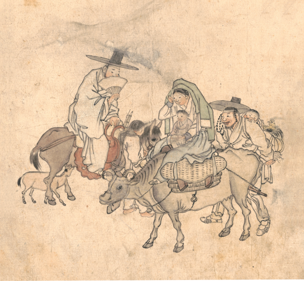 김홍도, ‘나들이’. ‘단원풍속도첩’, 종이에 연한 색, 28×24㎝, 국립중앙박물관