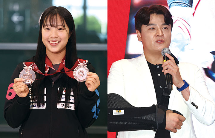 고액 기부자 모임인 '아너 소사이어티' 회원이 된 탁구 선수 신유빈(왼쪽)과 누적 기부금만 30억원에 달하는 프로야구 선수 출신 추신수 사진 뉴시스