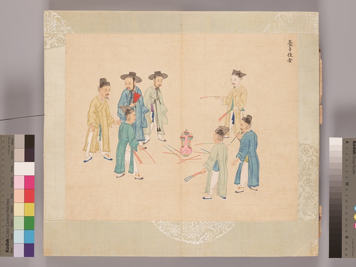 김준근, '두호놀이', '기산풍속화첩', 비단에 색, 315*39cm, 국립중앙박물관