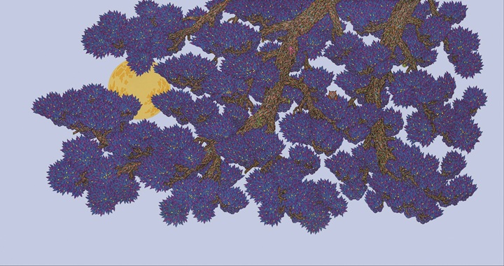'three trees', 종이에 혼합재료, 2025