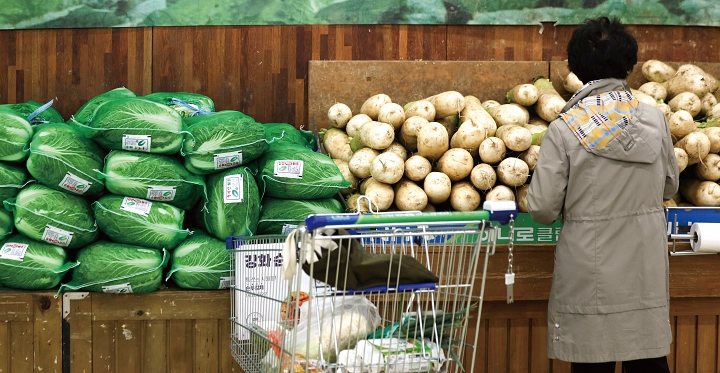 11월 2일 서울 시내의 한 유통매장에서 시민이 김장재료를 살펴보고 있다. 사진 뉴시스