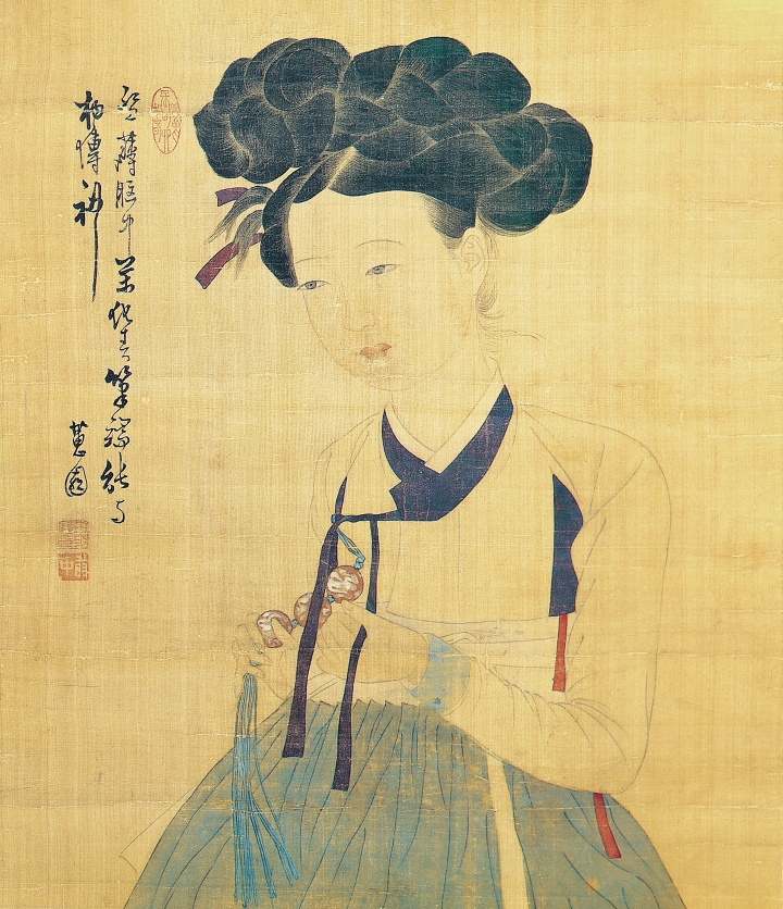 신윤복, ‘미인도(부분)’, 비단 바탕에 수묵담채. 114×45.2㎝. 간송미술관