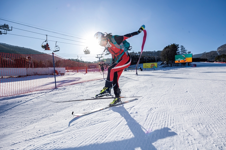 국내 대표 스키장인 모나용평(구 용평리조트)에서 스키를 타고 있는 스키어. 사진 C영상미디어