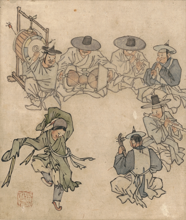 &lsquo;단원풍속도첩&rsquo; 중 무동을 그린 그림. 사진 국립중앙박물관