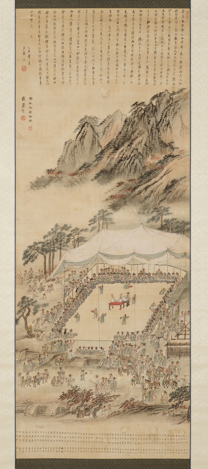 수백 명의 인물이 등장하는 김홍도의 &lsquo;기로세련계도&rsquo;. 자료 개인소장