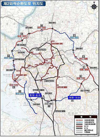 송산~봉담, 이천~오산 민자고속도로 위치도.