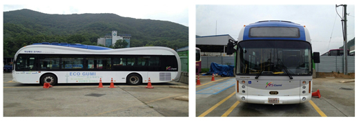 경북 구미시에서 시험운행중인 ‘무선충전 전기버스’ (사진=국토교통부)